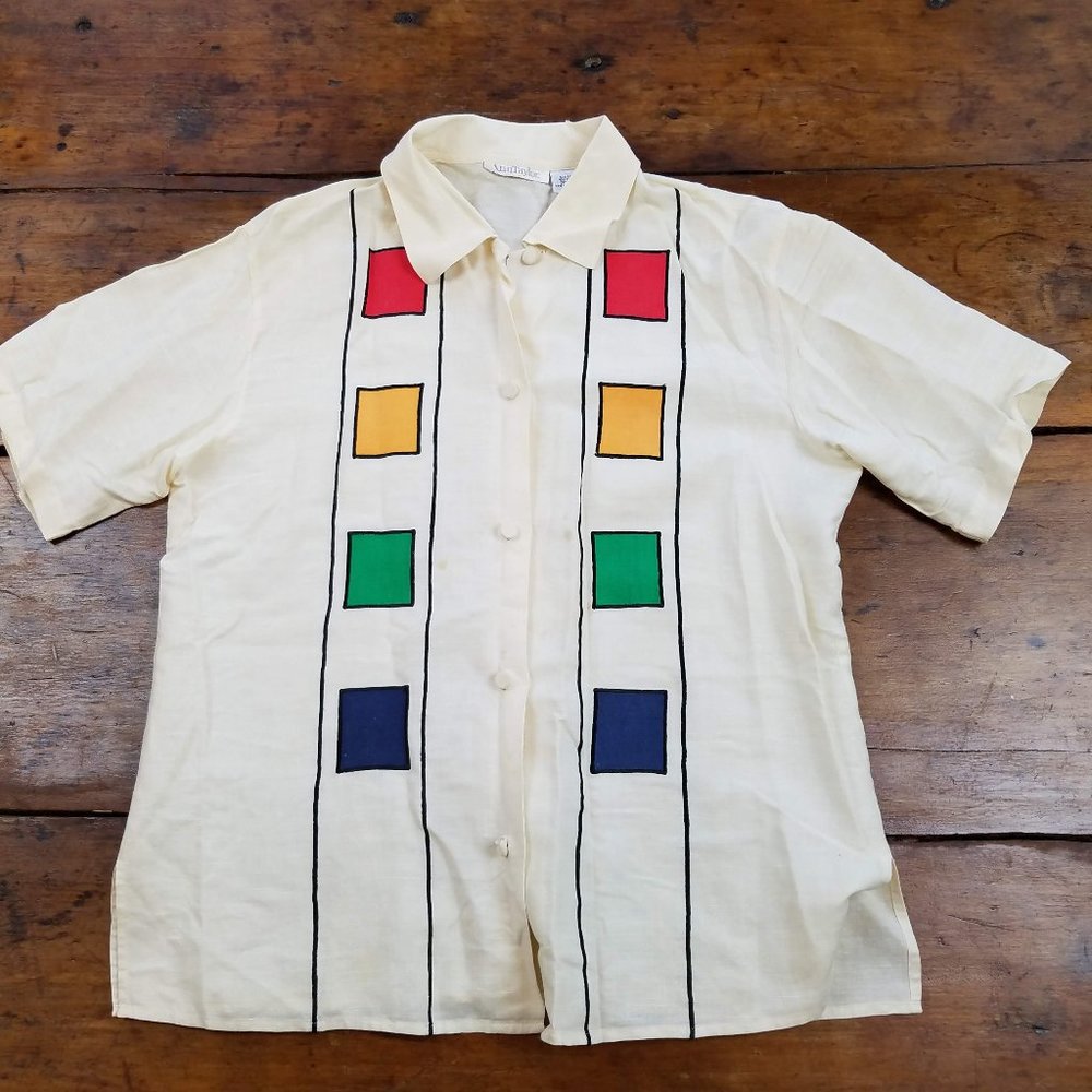 Unique Vintage Ann Taylor Colorblock Blouse